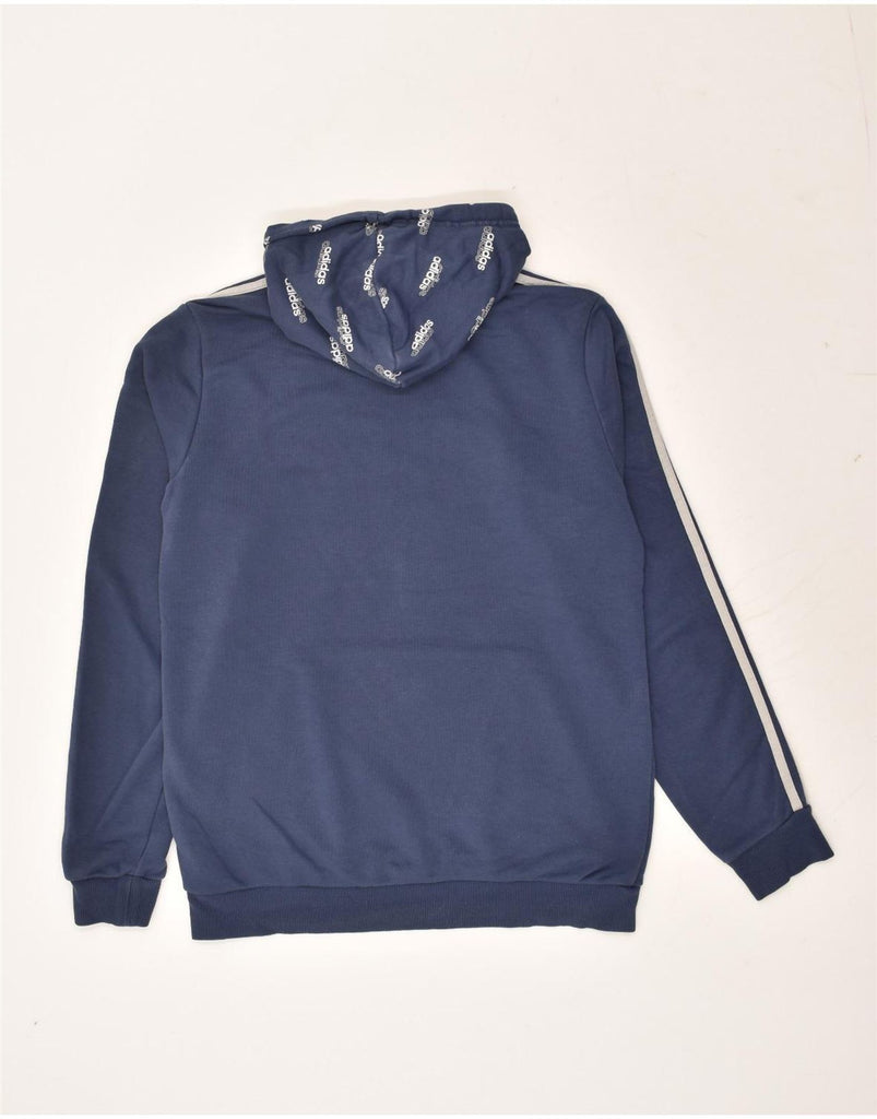 ADIDAS Boys Graphic Hoodie Jumper 15-16 Years Navy Blue Cotton | Vintage Adidas | Thrift | Second-Hand Adidas | Used Clothing | Messina Hembry 