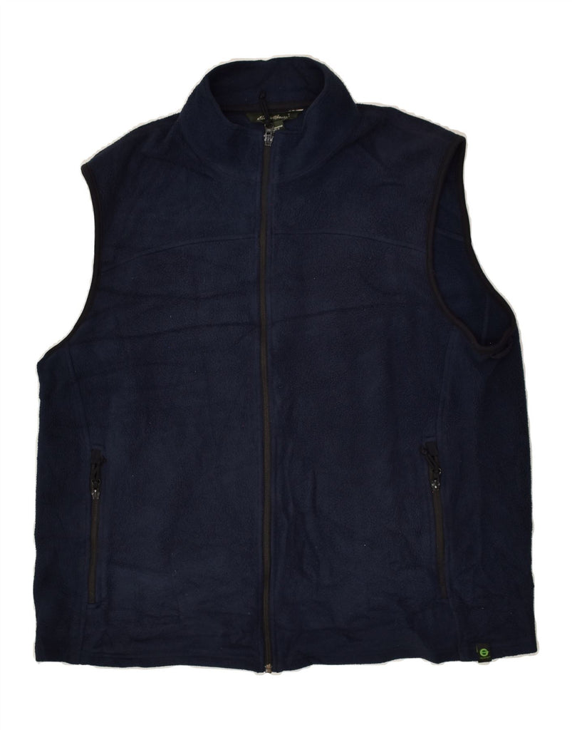 EDDIE BAUER Mens Tall Fleece Gilet UK 42 XL Navy Blue Polyester | Vintage Eddie Bauer | Thrift | Second-Hand Eddie Bauer | Used Clothing | Messina Hembry 