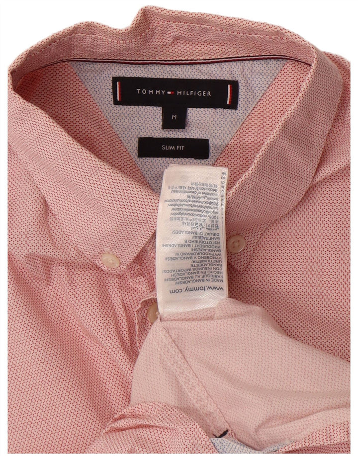 Tommy Hilfiger Mens Short Sleeve Slim Fit Shirt Medium Red Spotted Cotton