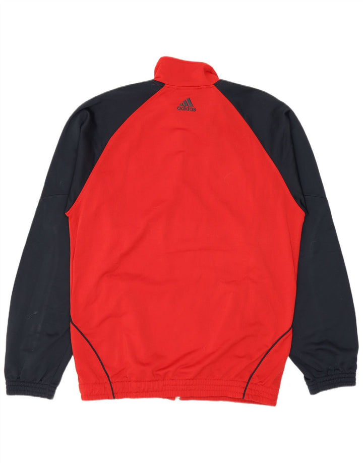 Adidas Mens Tracksuit Top Jacket UK 38/40 Medium Red Colourblock Polyester