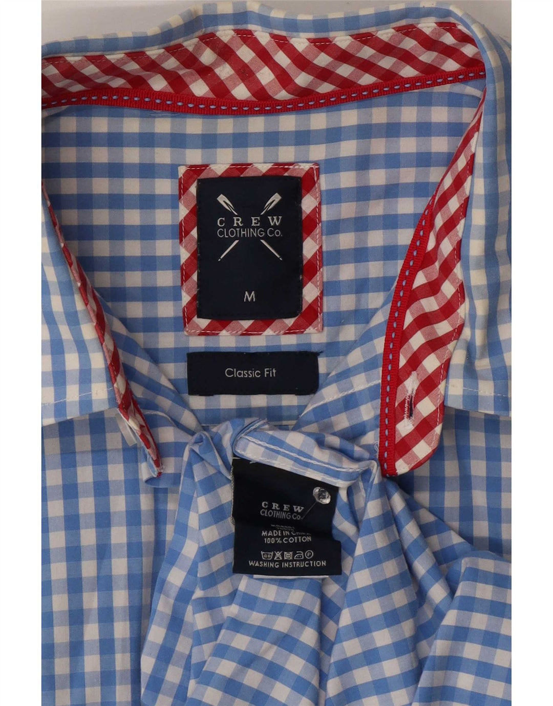 Crew Clothing Mens Classic Fit Shirt Medium Blue Gingham Cotton