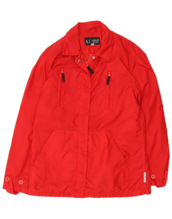 Armani Jeans Womens Windbreaker Jacket UK 12 Medium Red Polyamide