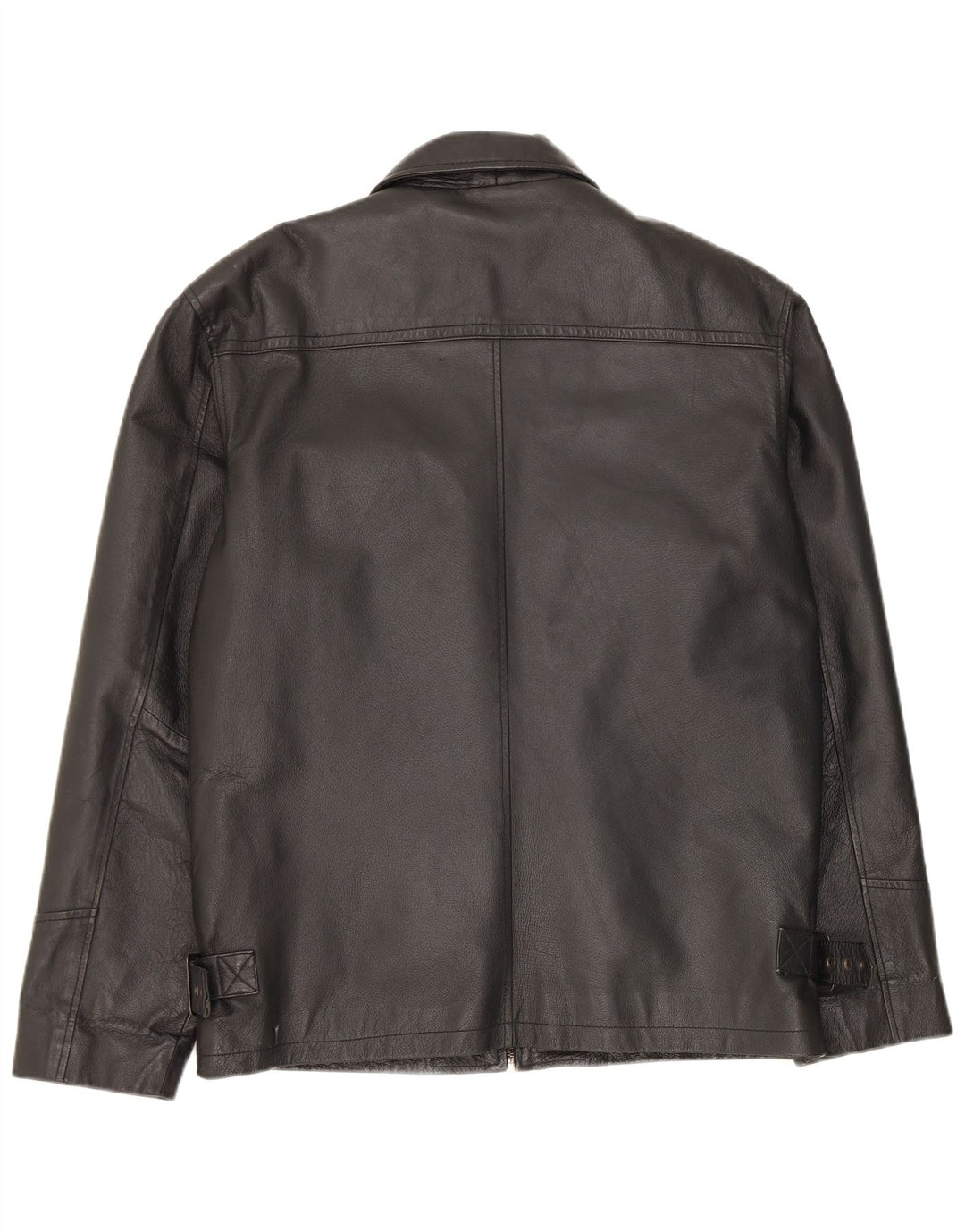 Vintage Mens Leather Jacket IT 48 Medium Black Leather