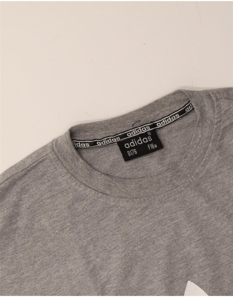 ADIDAS Boys Graphic Top Long Sleeve 15-16 Years Grey Cotton Vintage Adidas and Second-Hand Adidas from Messina Hembry 