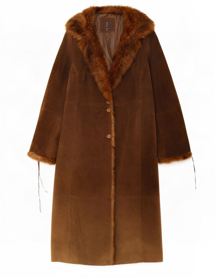 Conbipel Womens Suede Overcoat IT 48 XL Brown Leather