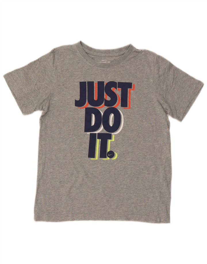 NIKE Boys Graphic T-Shirt Top 12-13 Years Large Grey Cotton