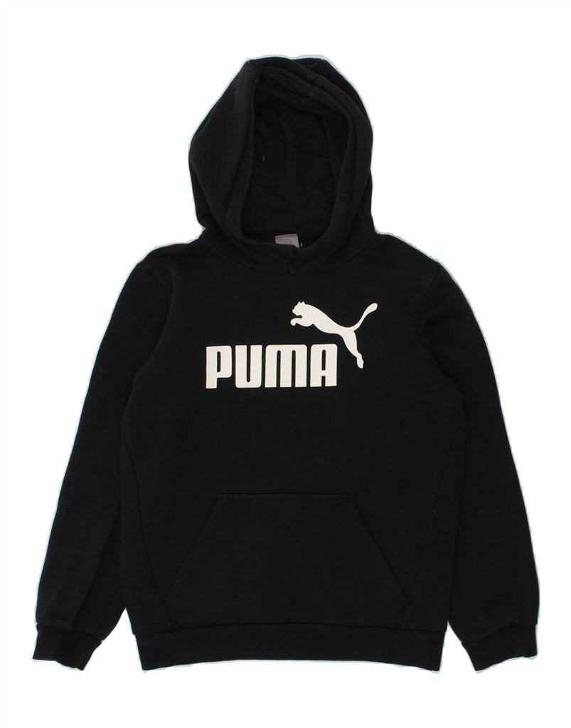 PUMA Boys Graphic Hoodie Jumper 11-12 Years Black Cotton | Vintage Puma | Thrift | Second-Hand Puma | Used Clothing | Messina Hembry 