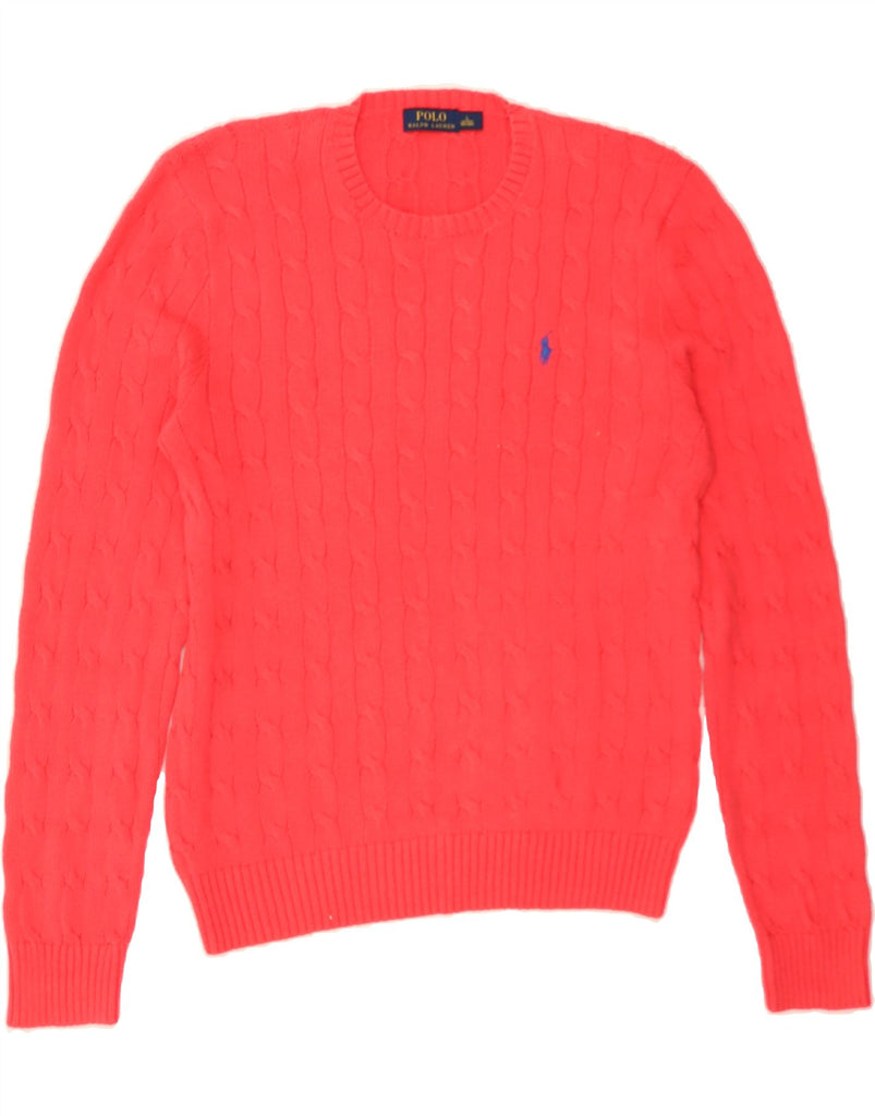 RALPH LAUREN Mens Crew Neck Jumper Sweater Large Red Cotton Vintage Ralph Lauren and Second-Hand Ralph Lauren from Messina Hembry 