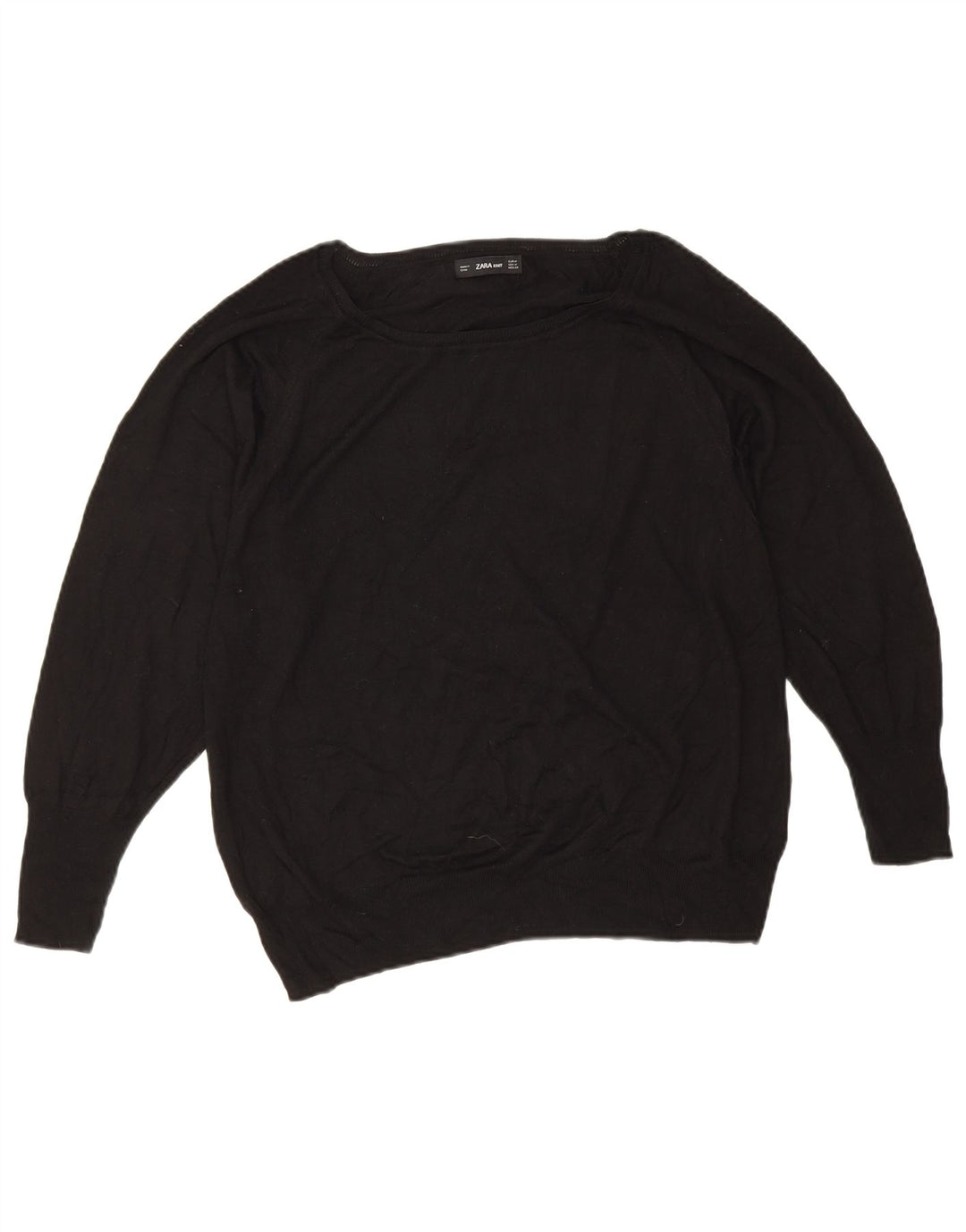 Zara Womens Oversized Boat Neck Jumper Sweater UK 14 Medium Black