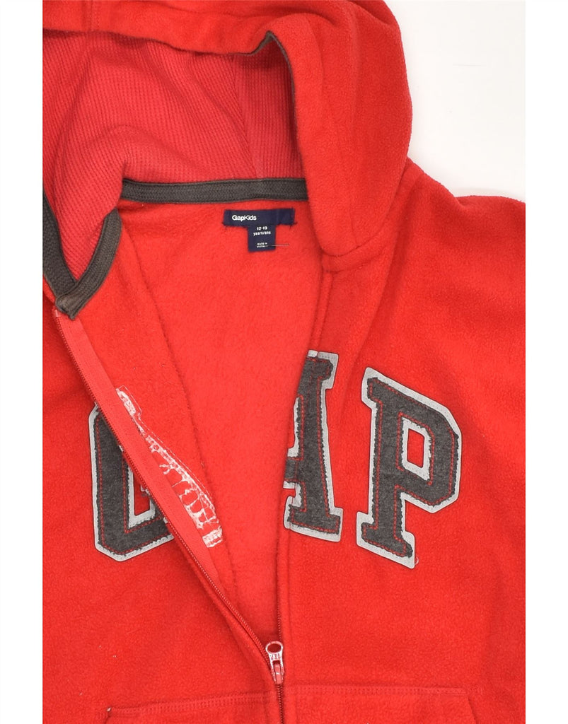 GAP Girls Graphic Zip Hoodie Sweater 12-13 Years Red Polyester | Vintage Gap | Thrift | Second-Hand Gap | Used Clothing | Messina Hembry 