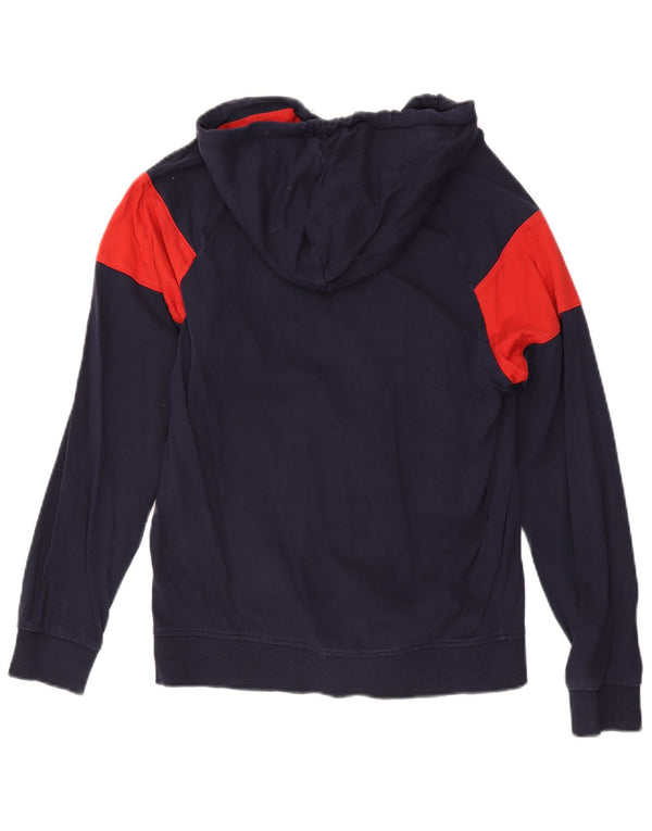 Diadora Womens Zip Hoodie Sweater UK 10 Small Navy Blue Colourblock Cotton