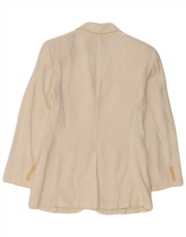 Max & Co. Womens 3 Button Blazer Jacket UK 8 Small White Linen