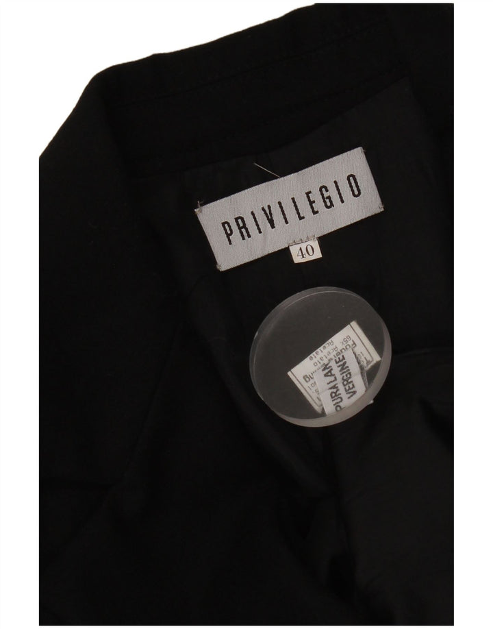 Privilegio Womens 3 Button Blazer Jacket IT 40 Small Black Virgin Wool