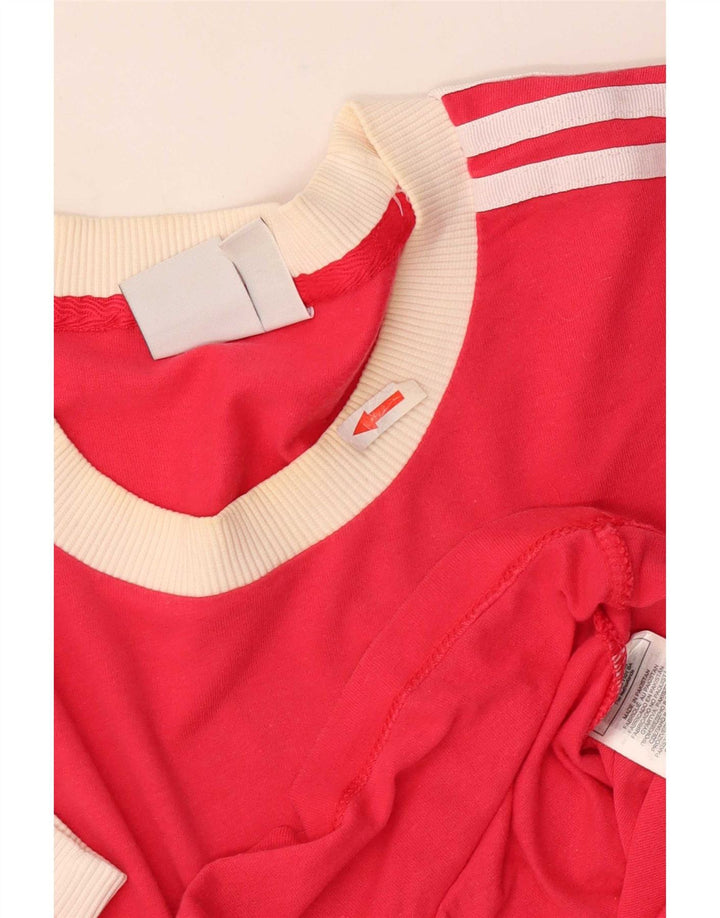 Adidas Womens T-Shirt Top UK 10 Small Red Cotton
