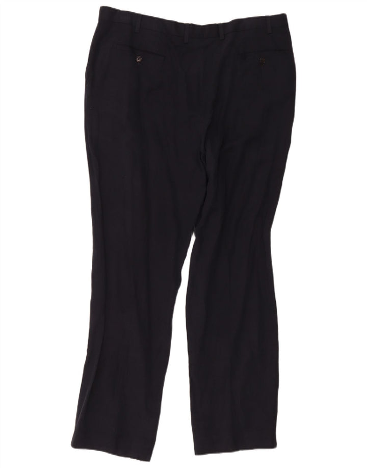 Marks & Spencer Mens Pegged Suit Trousers W40 L33 Navy Blue Silk