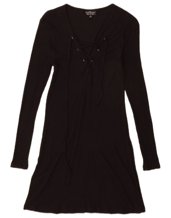 Topshop Womens Petite Jumper Dress UK 8 Small Black Viscose