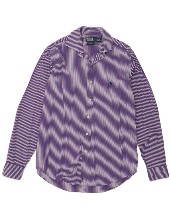 Polo Ralph Lauren Mens Regent Shirt Size 16 Large Purple Striped Cotton