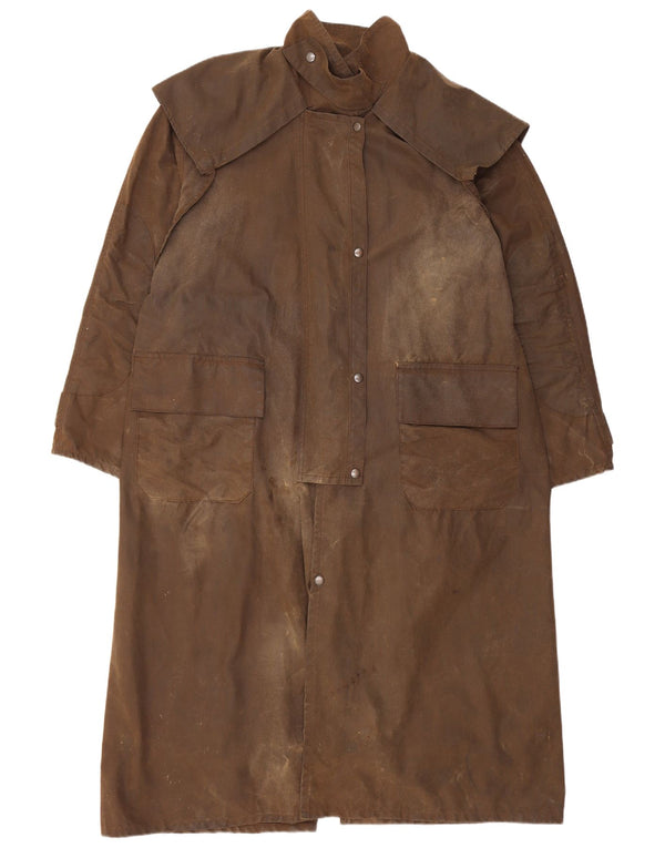 Vintage Mens Waxed Cotton Overcoat UK 40 Large Brown