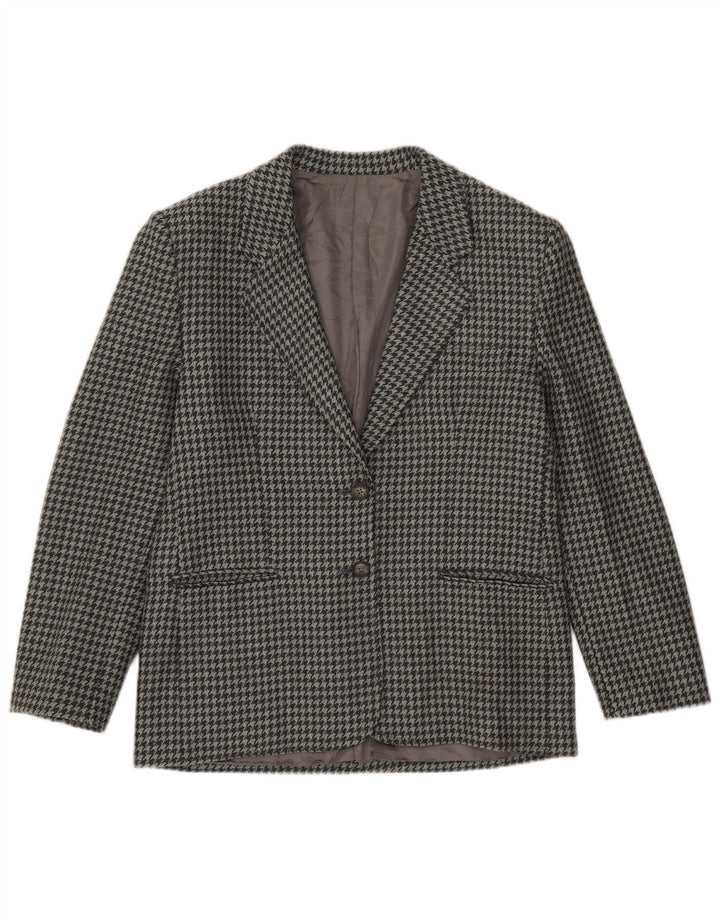Vintage Womens 2 Button Blazer Jacket IT 46 Large Grey Houndstooth