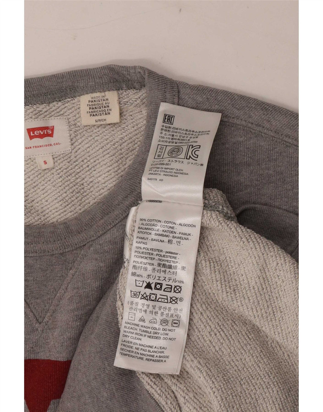 Levi's Mens Graphic Sweatshirt Jumper Small Grey Cotton
