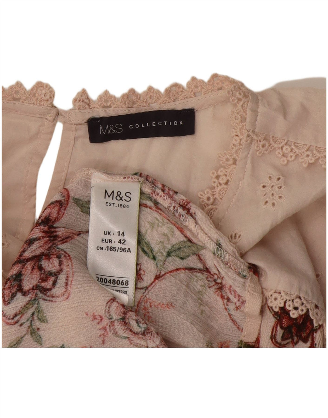 Marks & Spencer Womens Blouse Top UK 14 Medium Pink Floral Viscose