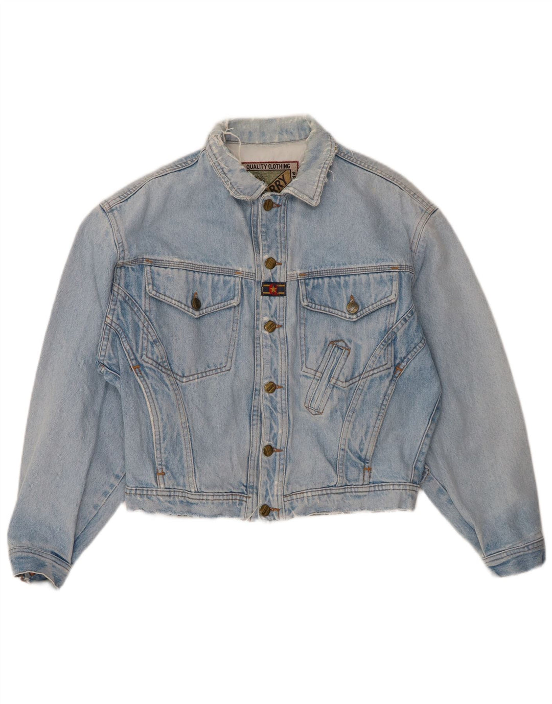 QUARRY Womens Oversized Denim Jacket UK 10 Small Blue Cotton