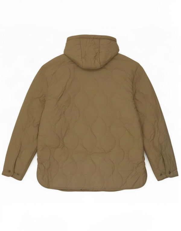 Zara Womens Hooded Oversized Padded Jacket UK 14 Medium Khaki Polyester