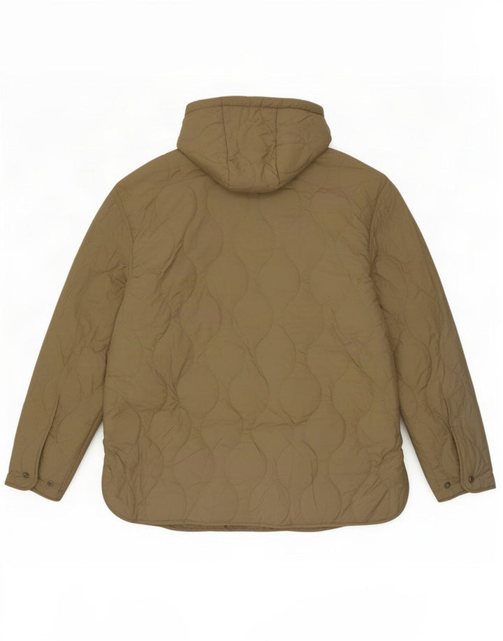Zara Womens Hooded Oversized Padded Jacket UK 14 Medium Khaki Polyester