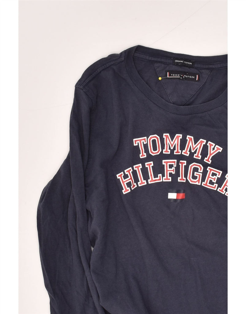 TOMMY HILFIGER Girls Graphic Top Long Sleeve 11-12 Years Navy Blue Cotton | Vintage Tommy Hilfiger | Thrift | Second-Hand Tommy Hilfiger | Used Clothing | Messina Hembry 