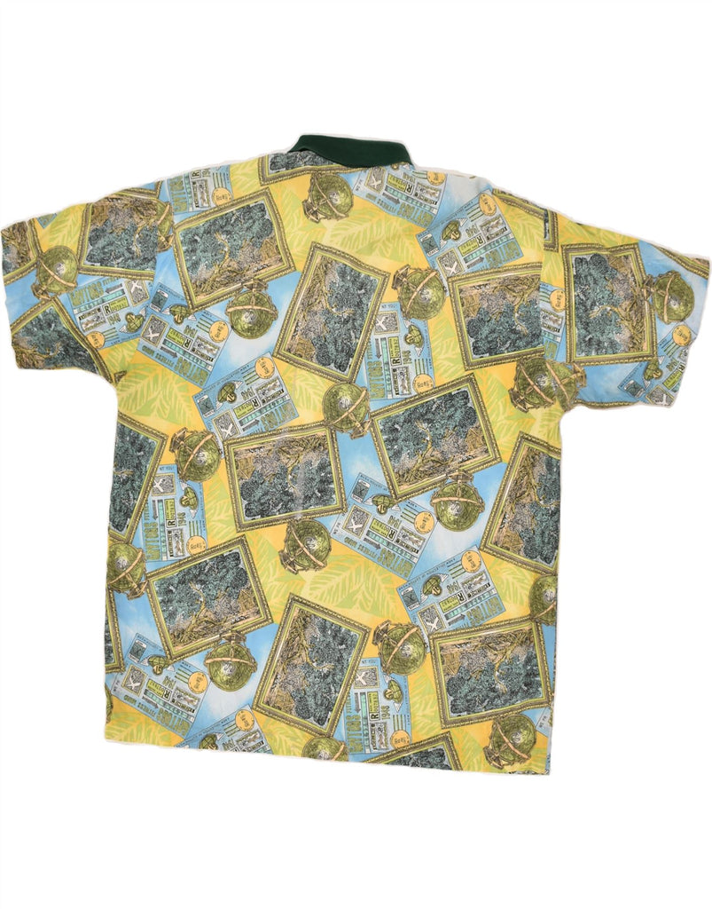 VINTAGE Mens Polo Shirt Large Yellow Patchwork | Vintage Vintage | Thrift | Second-Hand Vintage | Used Clothing | Messina Hembry 