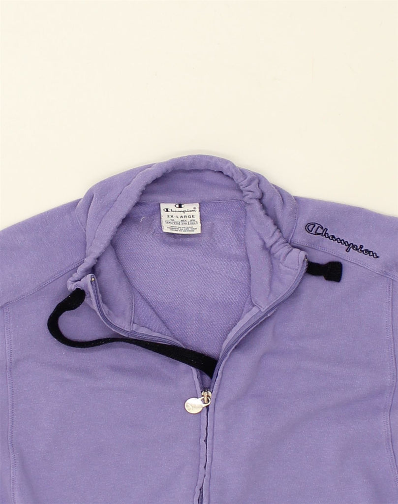 CHAMPION Womens Tracksuit Top Jacket UK 20 2XL Purple Cotton | Vintage Champion | Thrift | Second-Hand Champion | Used Clothing | Messina Hembry 