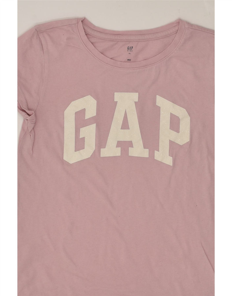 GAP Girls Graphic T-Shirt Top 6-7 Years XL Pink Cotton | Vintage Gap | Thrift | Second-Hand Gap | Used Clothing | Messina Hembry 