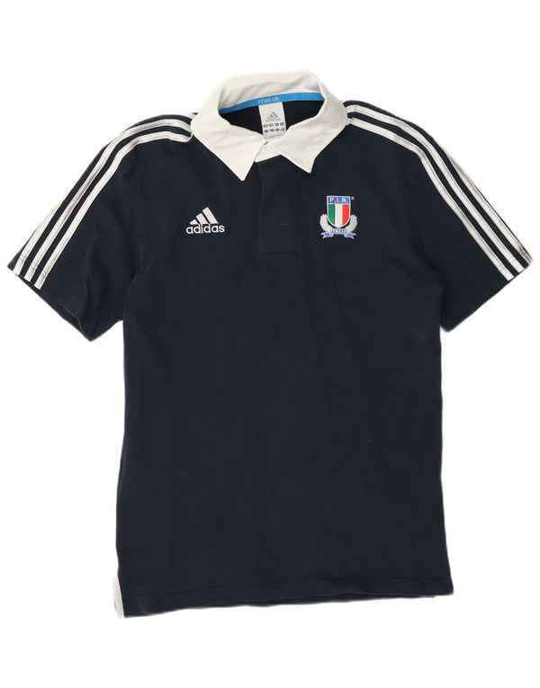 Adidas Mens Italia Polo Shirt Small Navy Blue Colourblock Cotton