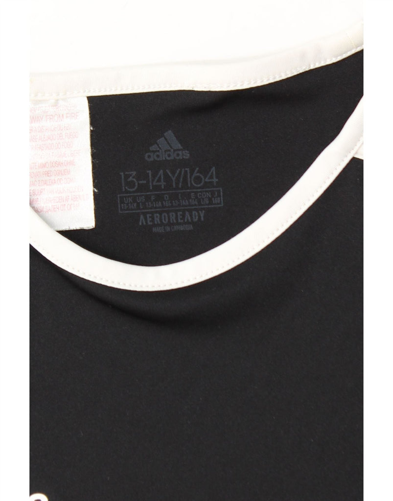 ADIDAS Boys Aeroready T-Shirt Top 13-14 Years Black Colourblock Vintage Adidas and Second-Hand Adidas from Messina Hembry 