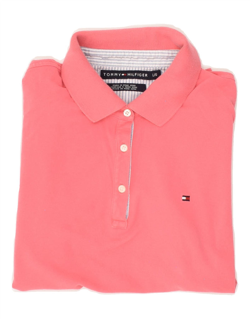 TOMMY HILFIGER Womens Polo Shirt UK 16 Large Pink Cotton | Vintage Tommy Hilfiger | Thrift | Second-Hand Tommy Hilfiger | Used Clothing | Messina Hembry 