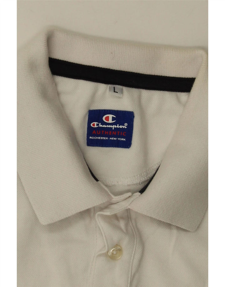 CHAMPION Mens Polo Shirt Large White