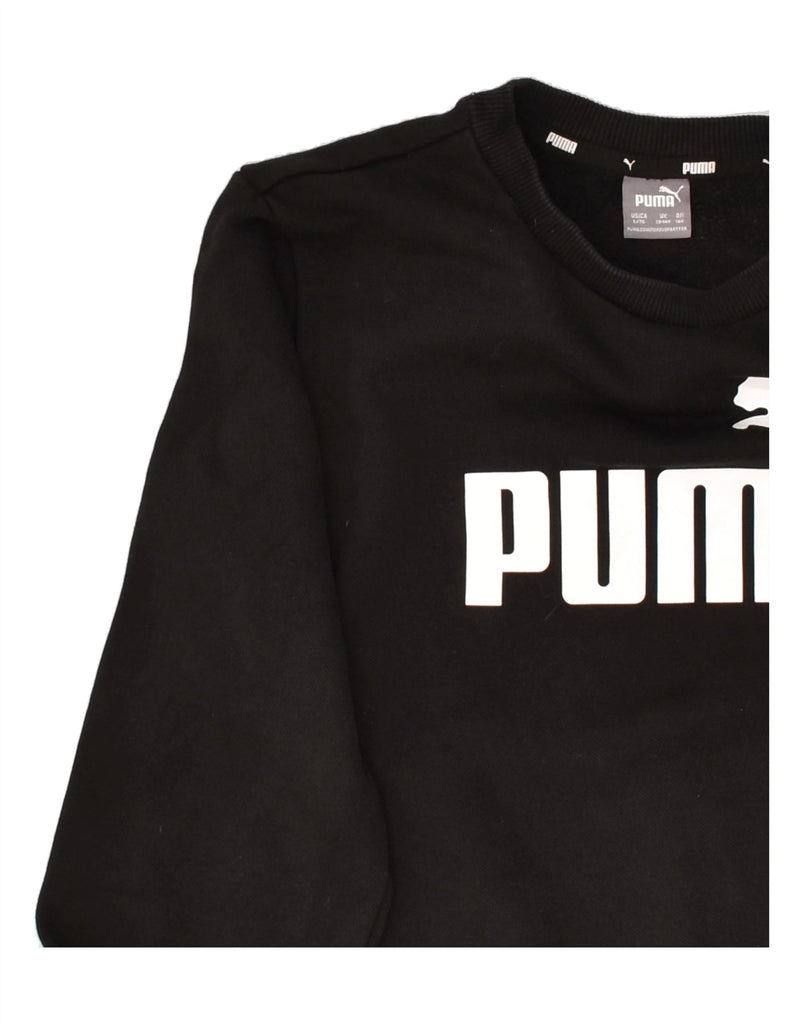 PUMA Boys Graphic Sweatshirt Jumper 13-14 Years Black Cotton | Vintage Puma | Thrift | Second-Hand Puma | Used Clothing | Messina Hembry 