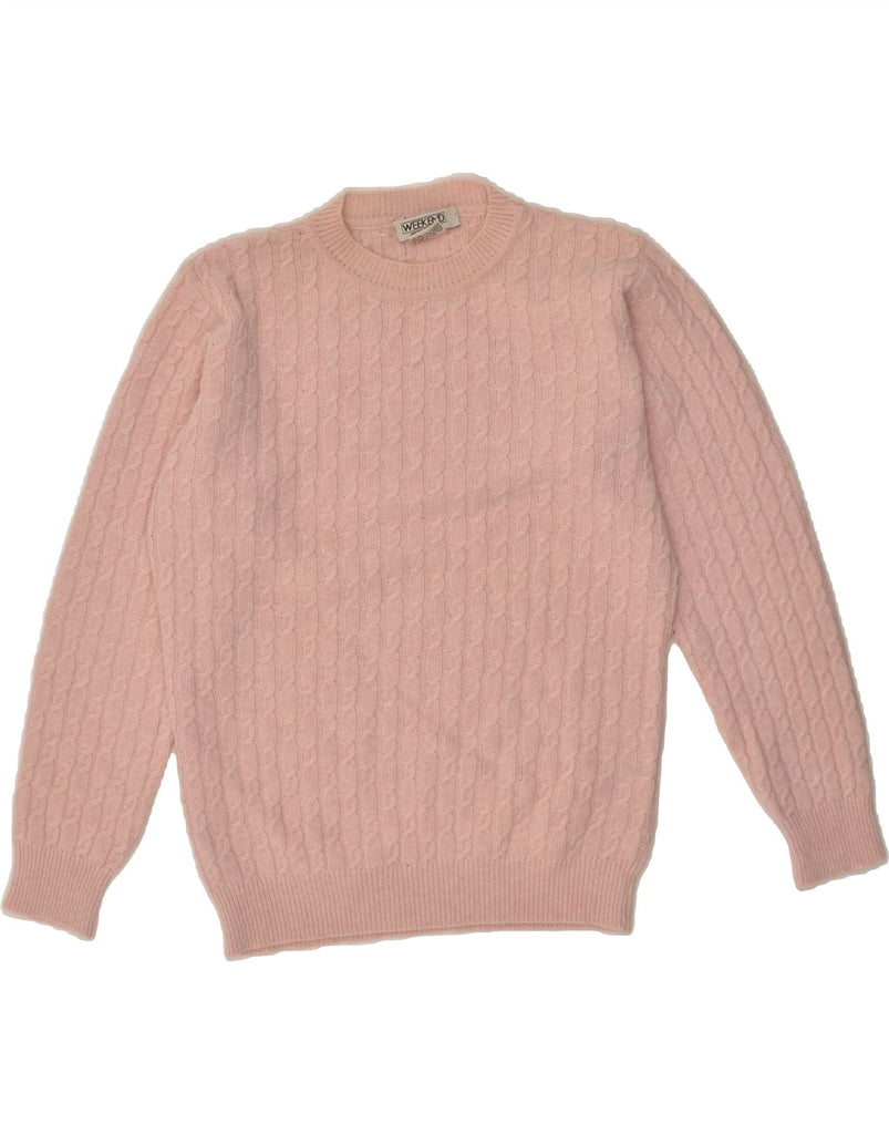 WEEKEND Womens Crew Neck Jumper Sweater UK 10 Small Pink Wool | Vintage Weekend | Thrift | Second-Hand Weekend | Used Clothing | Messina Hembry 