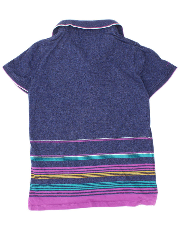 Ted Baker Boys Polo Shirt 7-8 Years Navy Blue Striped Cotton