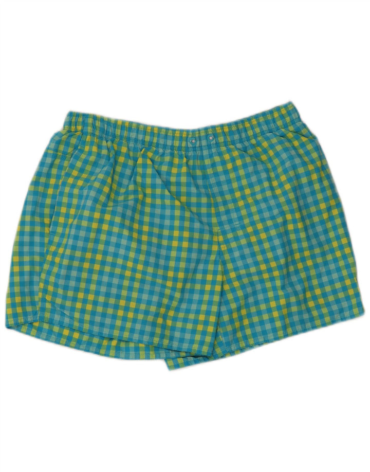 Adidas Mens Swimming Shorts Large Blue Gingham Polyester