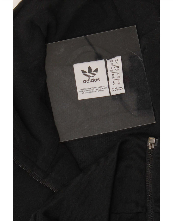 Adidas Womens Tracksuit Top Jacket UK 10 Small Black Polyester