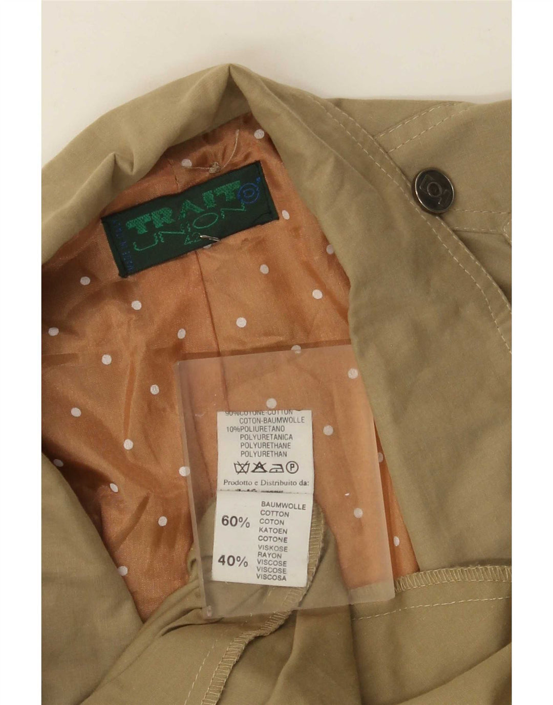 Vintage Womens Loose Fit Trench Coat IT 42 Medium Khaki Cotton