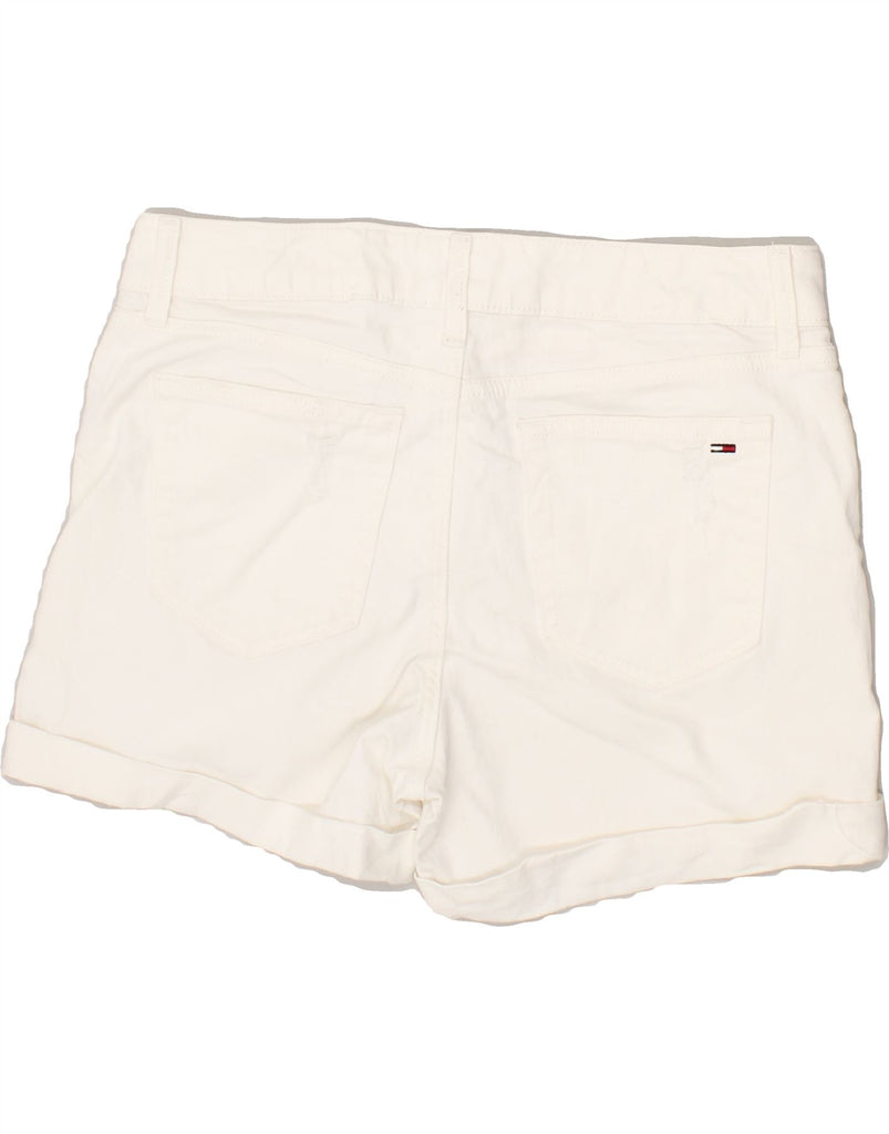 TOMMY HILFIGER Womens Distressed Denim Shorts US 8 Medium W34 White Cotton | Vintage Tommy Hilfiger | Thrift | Second-Hand Tommy Hilfiger | Used Clothing | Messina Hembry 