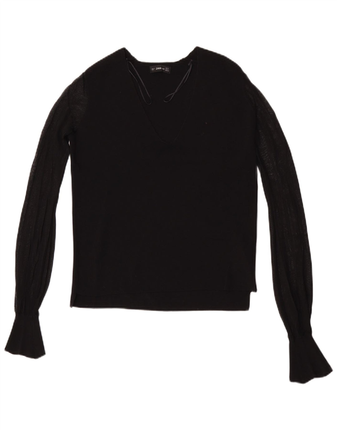 Zara Womens Top Long Sleeve UK 10 Small Black Viscose