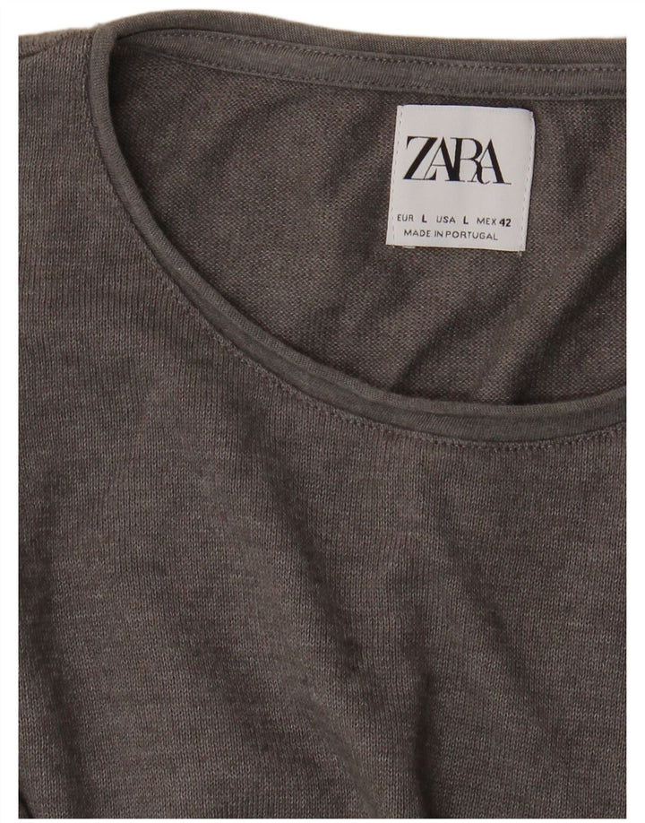 Zara Mens T-Shirt Top Large Grey