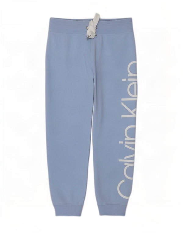 Calvin Klein Womens Graphic Tracksuit Trousers Joggers UK 6 XS Blue Cotton