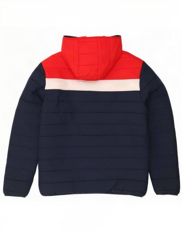 Jack & Jones Mens Hooded Padded Jacket UK 42 XL Navy Blue Colourblock