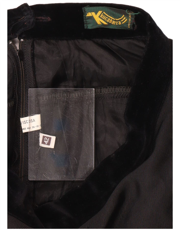 VINTAGE Womens High Waist Tiered Skirt IT 42 Medium W26  Black Viscose