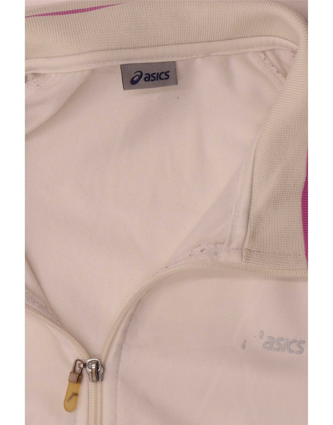 Asics Womens Tracksuit Top Jacket UK 18 XL White Colourblock Polyester