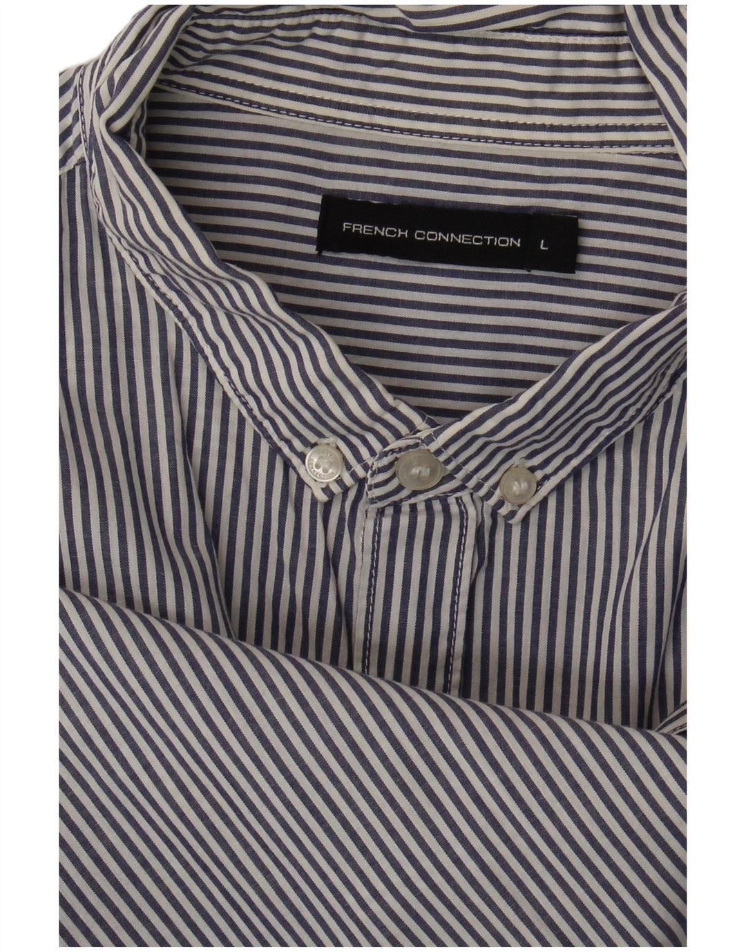 French Connection Mens Shirt Large Navy Blue Pinstripe